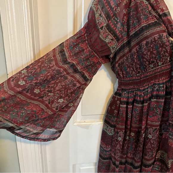 Revolve Boemo Bastille Midi Dress in Maroon Tiered Size Small NWT - Picture 4 of 14